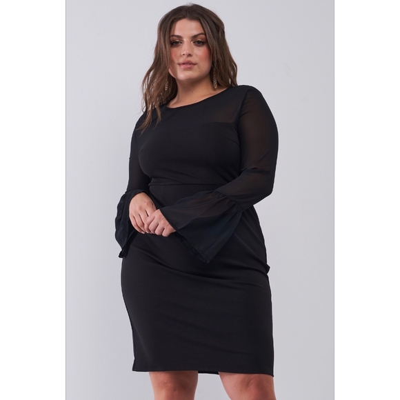 HAUTE CURVE Sophisticated Black Fitted Dress - Picture 5 of 7